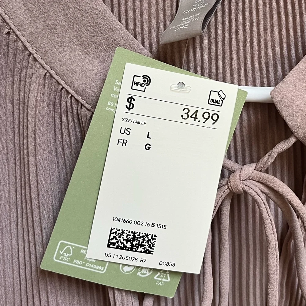 H&M Taupe Pleated Blouse - Picture 3 of 5